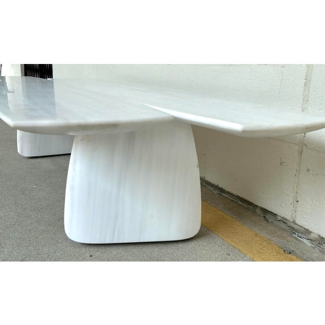Modern Thomas Pheasant Baker / McGuire White Marble Cocktail Table For Sale - Image 3 of 5