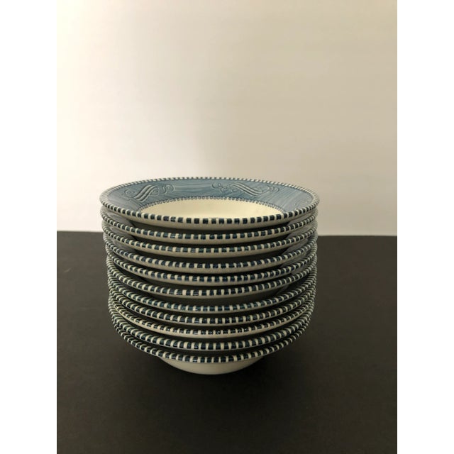 American Currier & Ives Scene Dessert Bowls (11) Blue/White For Sale - Image 3 of 7