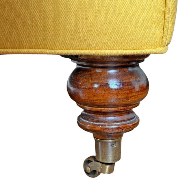 English Roll Arm Sofa With Waxed Linen Upholstery For Sale - Image 13 of 13