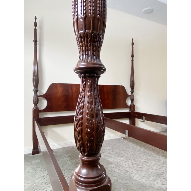 American Late 20th Century Craftique Chippendale Style Mahogany Four Poster King Bed, Vintage For Sale - Image 3 of 11