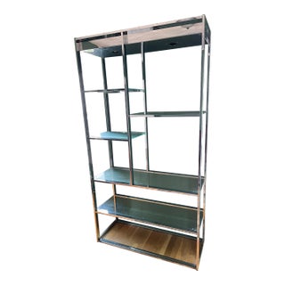 1970s Chrome & Glass Shelving Unit For Sale