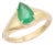 Contemporary Style Pear Cut Emerald Solitaire Ring in 14k Solid Gold Size 5.5 For Sale