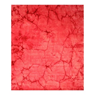 5x8 Coral Pink Abstract Marble Hand-Knotted Wool Rug For Sale