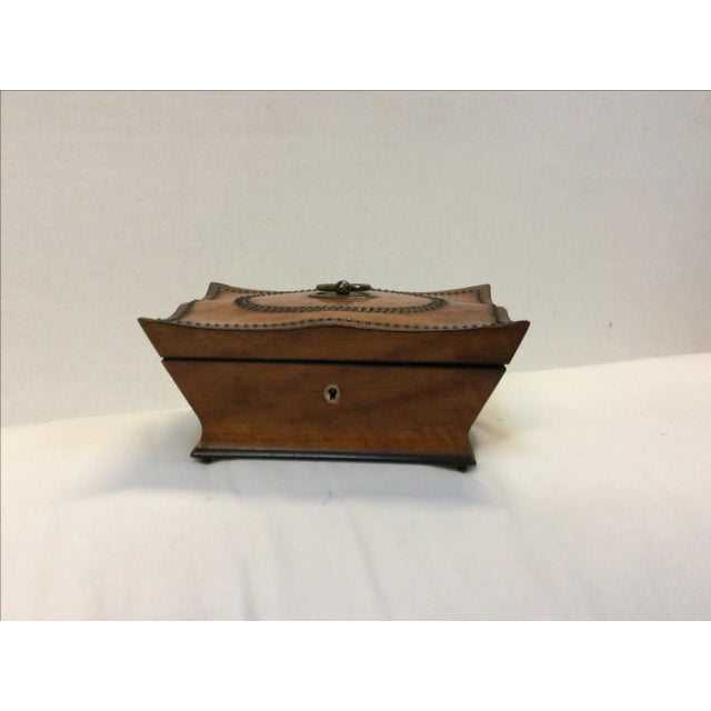 Antique Box With Tack Work Decorations For Sale - Image 4 of 10