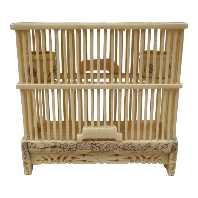 Mid-20th Century Chinese Bone Carved Cricket Cage. For Sale