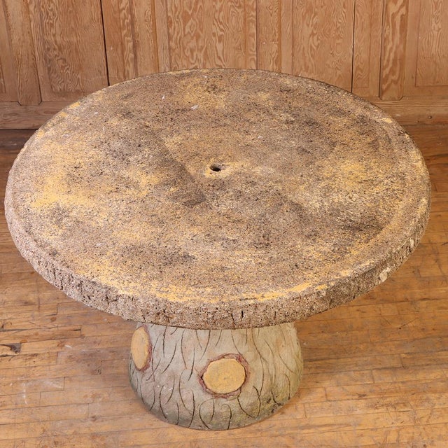 French Cast Stone Faux Bois Garden Table, C. 1960 For Sale - Image 4 of 6