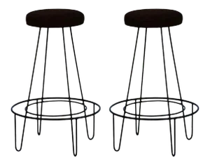 Minimalistic Bar Stools with Brown Suede Seats - A Pair