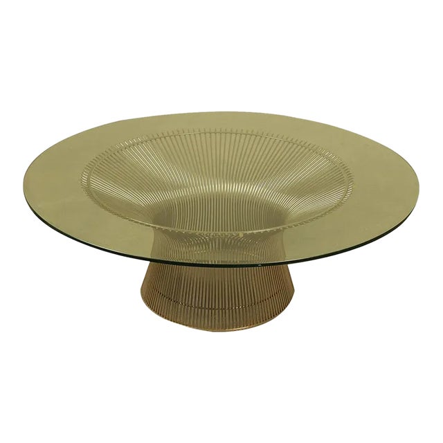 1970s Mid-Century Knoll Warren Platner Wire Glass Coffee Table For Sale
