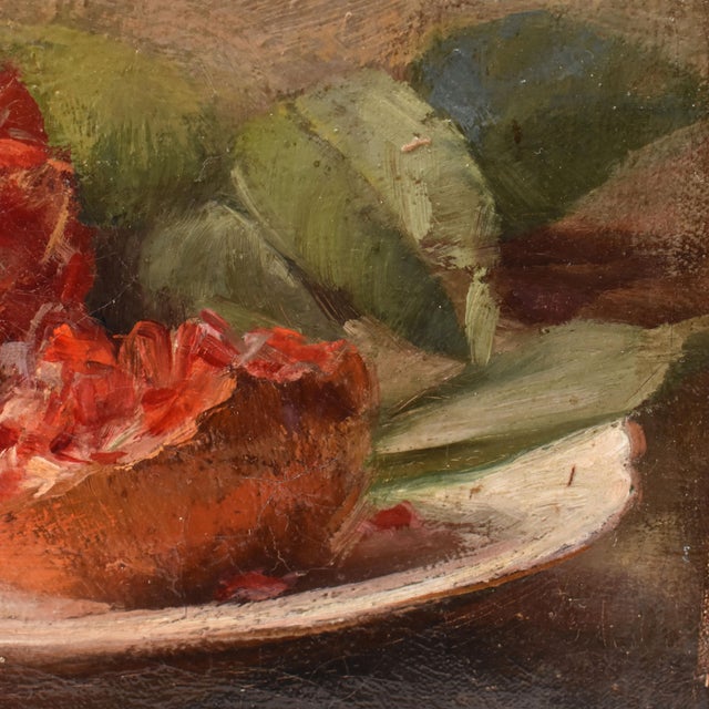 Auguste Aridas, Small Still Life with Pomegranate, 19th Century, Oil on Canvas, Framed For Sale - Image 5 of 10