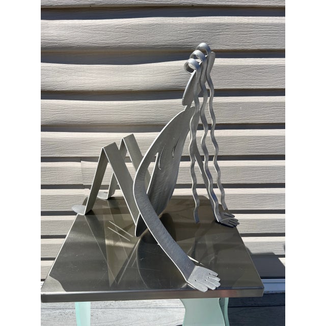 1980 Postmodern Fred Gartboz Aluminum Woman Body Magazine Rack