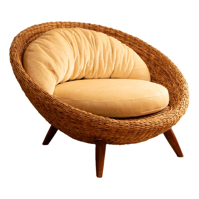 Rattan Round Chair, 1970s For Sale