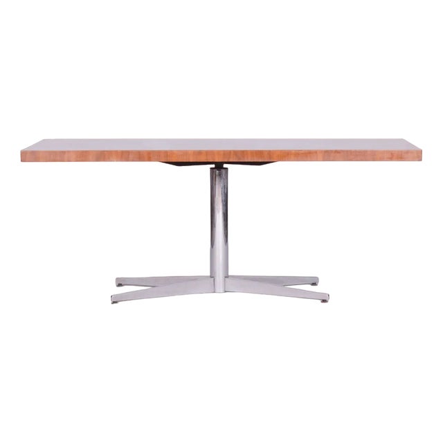 Mid-Century Walnut Coffee Table in Chrome-Plated Steel, 1960s For Sale