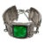 French Designer Willy Silvered Bronze and Green Glass Link Bracelet For Sale