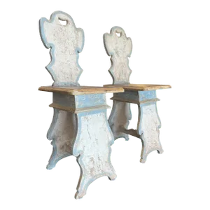 Contemporary Italian 17th Century Style Pair of Tuscan "Sgabelli" Painted Stools