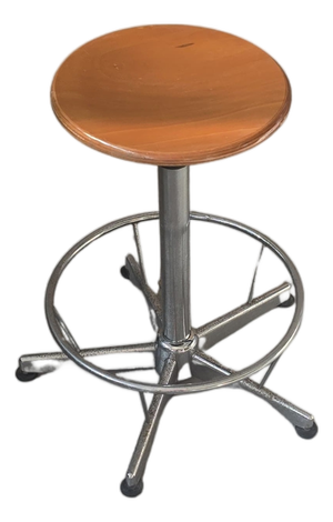 Industrial Technical Stool in Wood and Metal, 1970s