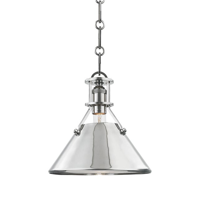 Transitional Hudson Valley Lighting Mark D. Sikes Metal No.2 1-Light Small Pendant, Polished Nickel For Sale - Image 3 of 3