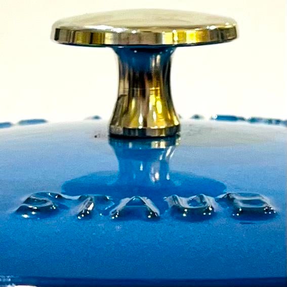 This circa 2003 Staub La Theiere porcelain enamel glazed cast iron tea kettle appears to have never been used. Larger than...