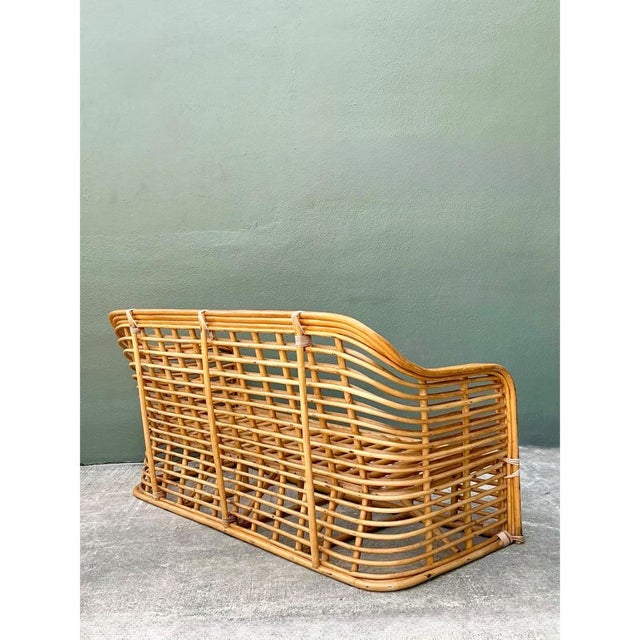 Khaki Vintage Stacked Rattan Sofa For Sale - Image 8 of 12