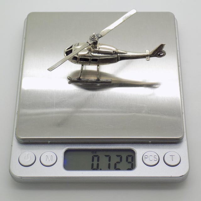 Vintage Italian Handmade Silver Helicopter Figurine from Raspini Gioielli, Tuscany, Italy, 1980s For Sale - Image 9 of 11