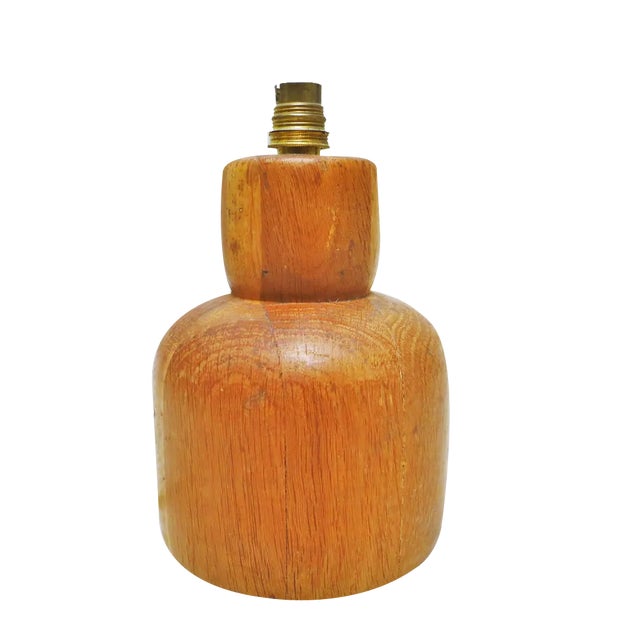 Vintage Elm Wood Lamp, 1970s For Sale