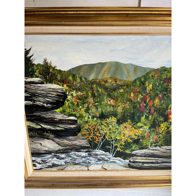1990s 1992 Acrylic on Canvas Colorful Landscape in Autumn in the Hudson Valley Painting Signed at Lower Right Corner. For Sale - Image 5 of 8