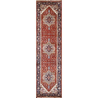 Serapi Rust/Navy Wool Runner- 2' 6'' X 8' 0'' For Sale