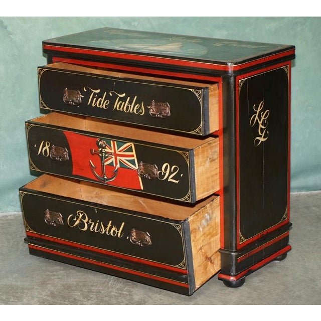 Antique Chest of Drawers with Hand-Painted Nautical Ships, Bristol, United Kingdom, 1892 For Sale - Image 18 of 18