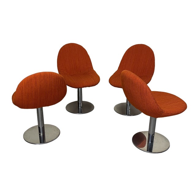 Space Age Metal and Fabric Chairs, 1970s, Set of 4 For Sale