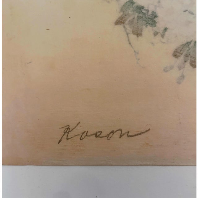 19th Century Antique Japanese Blossoms in Moonlight Ink Woodblock Print by Kason For Sale - Image 11 of 12