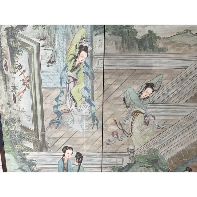 Chinese Chinoiserie Wallpaper Screen, Four Panels For Sale In Tampa - Image 6 of 13
