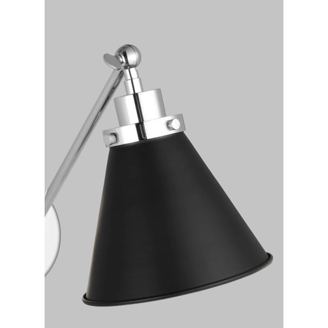 2020s Chapman & Myers by Visual Comfort Studio Wellfleet Single Arm Cone Task Sconce, Midnight Black & Polished Nickel For Sale - Image 5 of 6