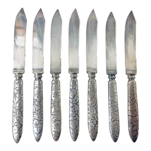 Antique Silverplate Fruit Knives, Set of 7