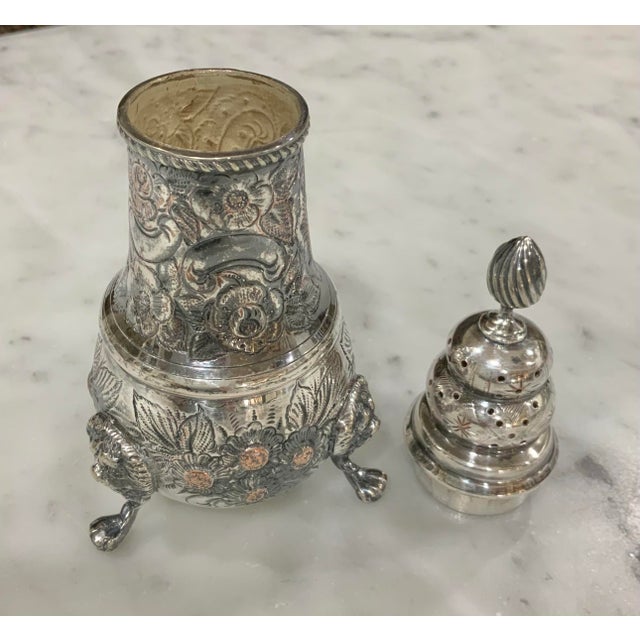 Mid 20th Century Vintage English Silverplate Hand-Chased Lion-Footed Sugar Caster / Muffineer / Sugar Shaker #22 - Cottagecore, Collectible, Sheffield - See Pics For Sale - Image 5 of 9