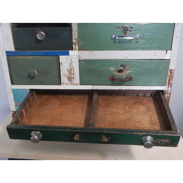Wood Table Chest of 8 Drawers, 1980 For Sale - Image 7 of 13