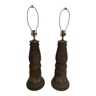 Antique Cast Iron Table Lamps—A Pair For Sale
