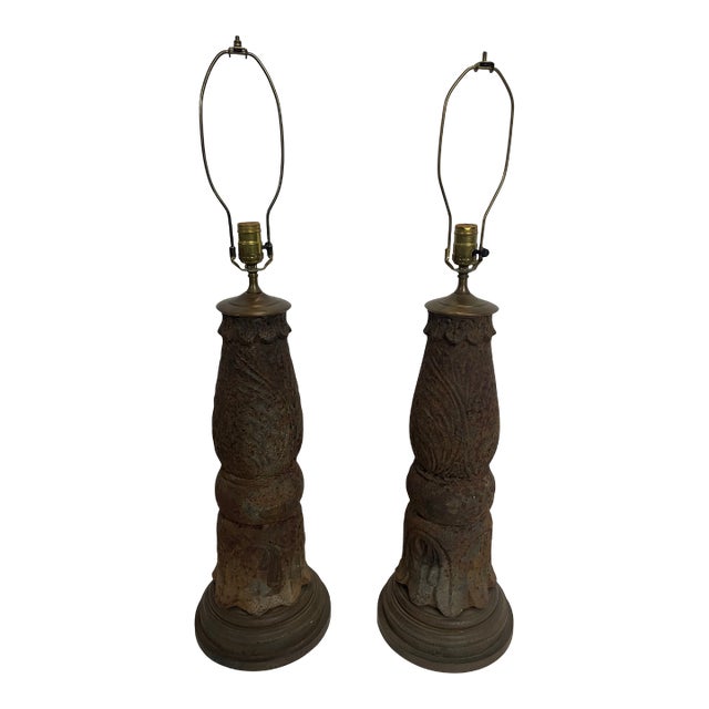 Antique Cast Iron Table Lamps—A Pair For Sale