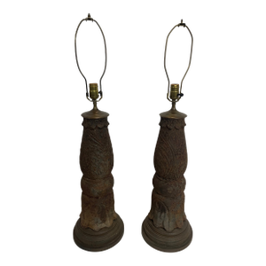 Antique Cast Iron Table Lamps—A Pair
