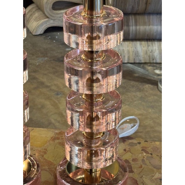 Pair of Murano Glass Disc Lamps For Sale In Dallas - Image 6 of 7