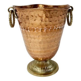Vintage Hammered Copper and Brass Champagne Bucket For Sale