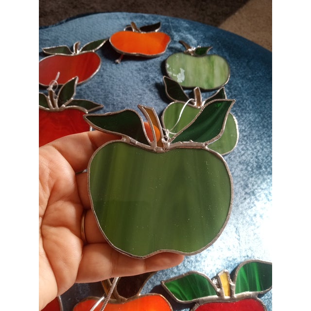 American Gorgeous Lot of 10 Pc Leaded Glass Apple Figurines For Sale - Image 3 of 7