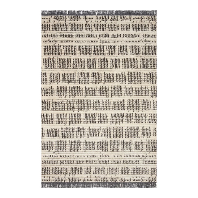 Chris Loves Julia x Loloi Alice Rug Cream / Charcoal Abstract 6'-5" x 9'-2" Area Rug For Sale