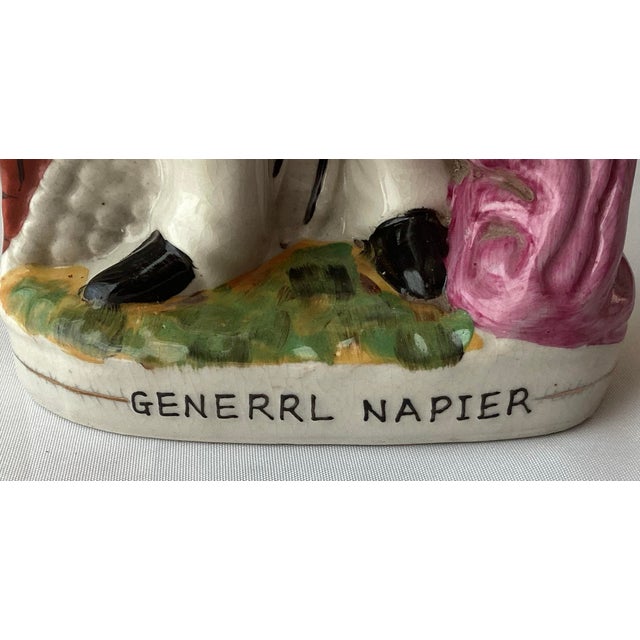Rustic European Antique Rare Spelling Error Staffordshire General Napier Porcelain Figurine For Sale - Image 3 of 9