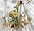 Beige Vintage Tole 6-Light Chandelier With Flower Motif and Honest Patina For Sale - Image 8 of 18