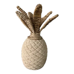Vintage Hand Carved Wicker and Stone Pineapple