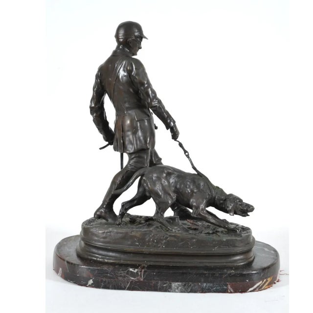 After Pierre Jules Mene. "The Bloodhound Handler". Patinated Bronze Sculpture. Signed and Dated 1879 on Base. For Sale In Los Angeles - Image 6 of 10
