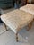 Pair Vintage Faux Bamboo Wood Benches Ottomans Newly Upholstered Quadrille For Sale - Image 11 of 12