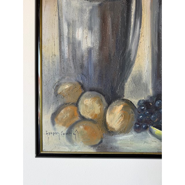 1970's Vintage Gasper Gunhz Modernist Still Life Mixed-Texture Oil on Canvas Painting, Framed For Sale - Image 9 of 12