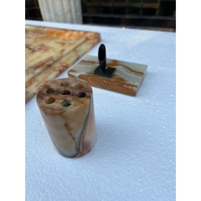 1970s Collection of Marble Desk Accessories- 3 Pieces For Sale - Image 12 of 12