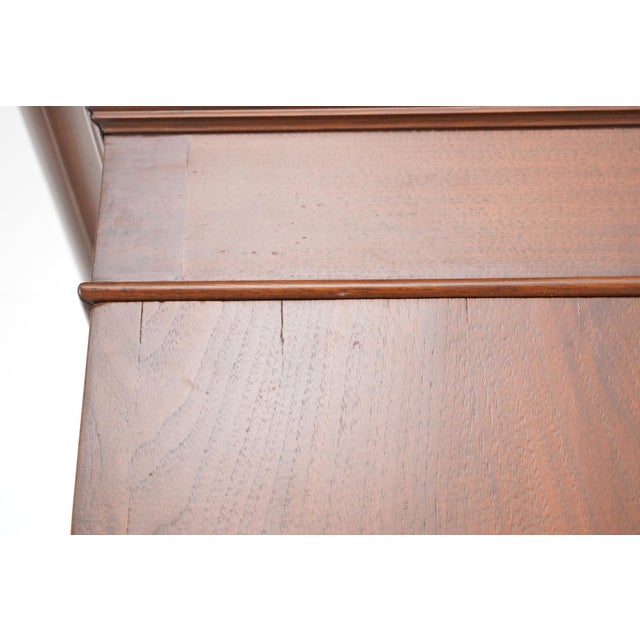 Late 20th Century Traditional Walnut Glass Front Double Door Bookcase Cabinet For Sale - Image 14 of 16