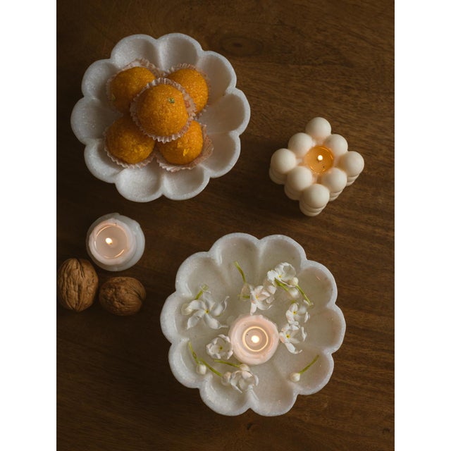 White Marble Cirque Fruit Bowl - Set of 3 - 6",9",12" Inches For Sale - Image 8 of 8